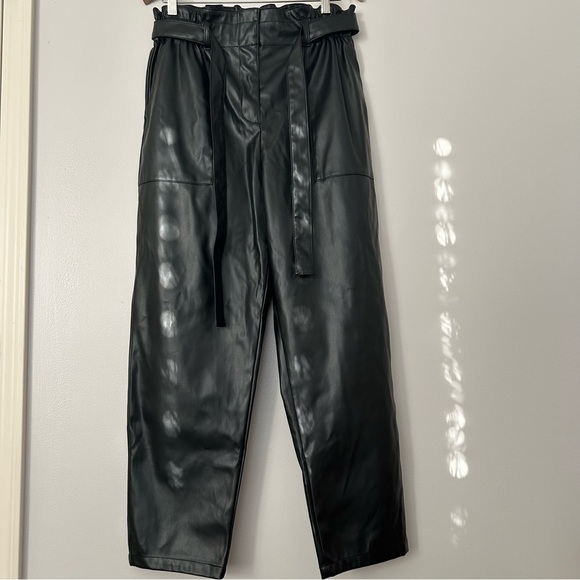 Bar III faux leather high waist paper bag pants 10 NWT - Picture 1 of 7